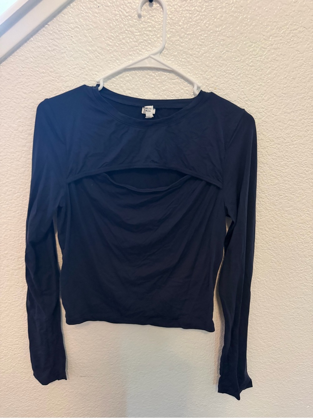 Alphalete Navy Long-Sleeve Layered Cutout Top